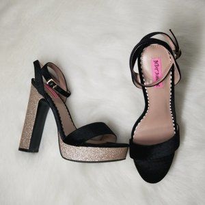 Betsey Johnson Suede Platform Colorblock Gold 10
